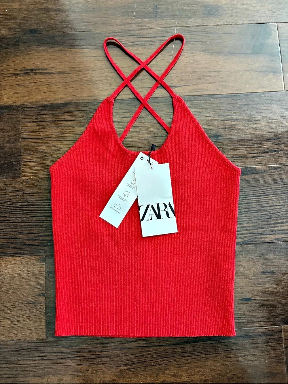 Zara Red Crisscross Crop Top NWT Small